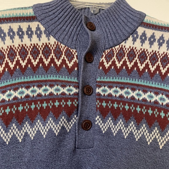 Izod Blue Patterned Men's Sweater - Picture 4 of 8